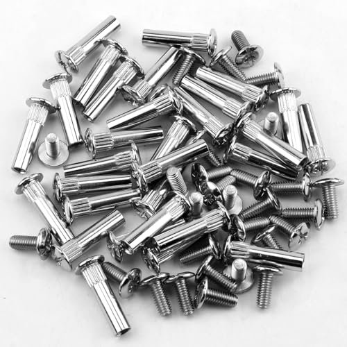 30 Pezzi Viti di Collegamento M6 da 32-42mm per Mobili (15 x Viti per Mobili Filettatura, 15 x Viti per Manicotto), Viti di Giunzione Connettori per Armadi e Pannelli in Legno