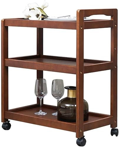 XCHSXYL Carrello da Bar con Ruote per Cucina da Patio per Feste, Carrello da Portata con ripiano portaoggetti, Carrello da Cucina con Ruote a 3 Livelli, mobili in Stile Industriale per Soggiorno - W