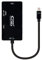 Convertisseur Mini DP vers VGA/DVI/HDMI 3 en 1 noir, longueur 15 cm. Cet adaptateur polyvalent est idéal pour connecter votre appareil Mini DisplayPort à des écrans avec entrées VGA, DVI ou HDMI.