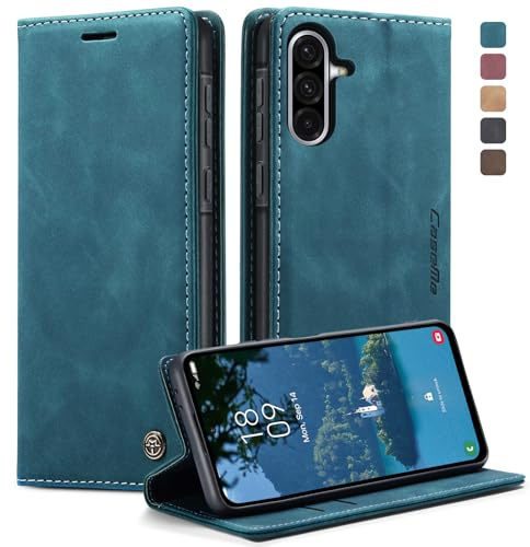 owlhold Coque Samsung Galaxy A36 Housse Samsung A36 5G Antichoc Cuir Premium Fentes Cartes Etui Pochette de Portefeuille avec Fonction Support Case à Rabat pour Samsung Galaxy A36 - Bleu Vert