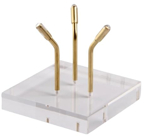 ohodhmnu Edelsteine Display Rack Holz Achate Ausstellungsständer mit 3 Gold Metall Arme Stilvoll für Mineralien Fossilien