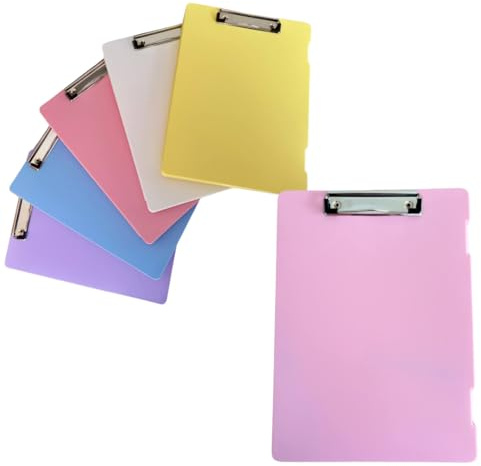 VIKZON - Pack 5 Carpetas Portadocumentos A4 con Pinza - Portafolios A4 Multicolor, Porta Documentos Duro y Resistente para Oficina, Escuela y Negocios