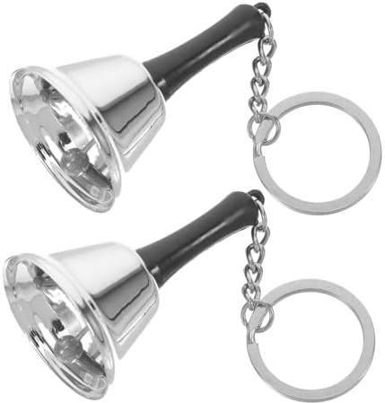 LIFKICH 2 Stück Metallglocken Schlüsselanhänger Für Kinder Lernwerkzeug Mini Handglocke Restaurant Rufglocke