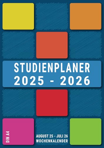 Studienplaner 2025/2026: Din A4 , August 25 bis Juli 26 , Hausaufgabenheft Gymnasium Hauptschule Realschule mit Datum für Mädchen und Jungs , Deutsch