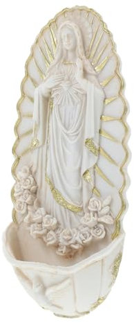 Zerodeko Pila De Agua De Resina Guadalupe Decoración Colgante De Pared para Entrada Pila Católica De Agua para Pared