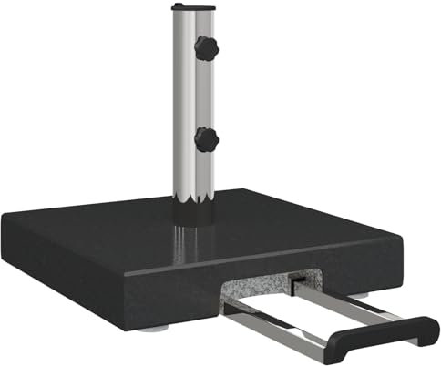 vidaXL Base per ombrellone con Ruote, in Granito Nero, Quadrata e Pesante 29 kg. Ha Un Manico per facilitarne Il Trasporto. È Resistente, Perfetta per Il Giardino, per Stare all'ombra in terrazza e