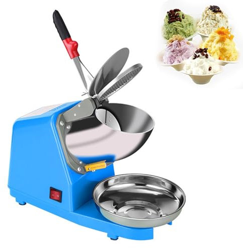 Broyeur à Glace Électrique, Broyeur à Glace Double, 65 Kg/h, 300 W, pour Smoothies, Boissons Sans Alcool, Cocktails Et desserts Froids,Blue