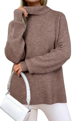 Arach&Cloz Pull Femme à Col Roulé en Laine Mélangée Pull Oversize en Maille Automne Hiver en Grosse Maille
