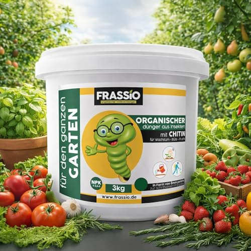 Organischer NPK-Dünger aus Insekten mit Chitin – Bio-Universaldünger als Granulat – Langzeitwirkung – einfache Dosierung – für gesundes Pflanzenwachstum – von FRASSiO 3kg