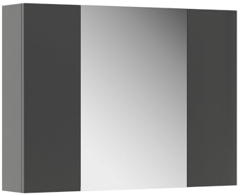 Vicco Badspiegelschrank Leopold, Anthrazit, 80 x 59.2 cm | mit Regalen, das in jedem Badezimmer Platz findet