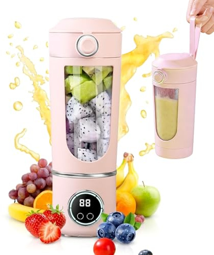 Portable Juicer Blender, Personal Blender 700ml USB Rechargeable for Shakes and Smoothies with 12 Blades and Extra Lid, Traveling Portable Fruit Veggie Juicer Electric Blender for Gym,Office,Traveling