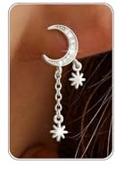 HANLI Silver Earrings for Women Trendy / 14K Gold Plated Hypoallergenic Cubic Zirconia Dangle Earring Statement Drop Earrings Fashion Jewellery