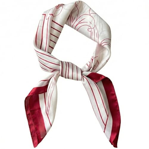 ZoeyShine Burgundy Print Satin Scarf for Women – Soft Silk-Like Square Scarf 70×70, Lightweight Fashion Neck, Versatile Headscarf Hair Ribbon Bag, Chic All-Season Accessory (Burgundy Print)