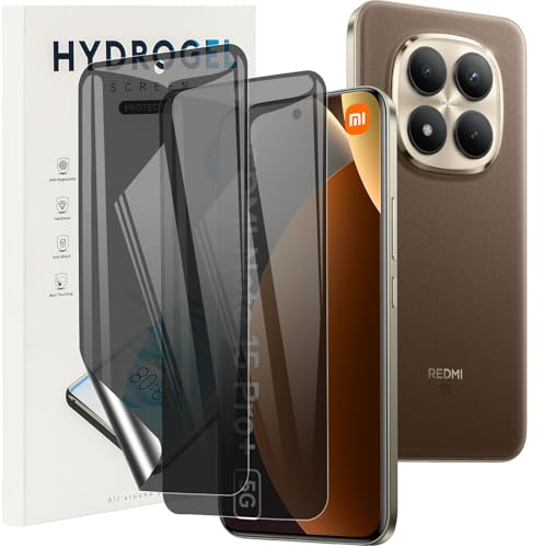 KUSINHOKA Protector Pantalla de Privacidad para Xiaomi Redmi Note 15 Pro+ 5G/Poco M8 Pro, [2 Piezas] Anti-Espía Hidrogel Flexible Full Cobertura Película Protectora, Anti-arañazos Film Protector