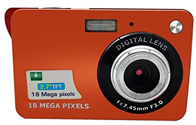 Cámara Digital, Mini cámara Digital for fotografía Vintage Compact Photo Recorder 2.7 TFT Screen Portable DV Selfie Retro 18MP Video Camcorder(16G SD Card,Oranje)