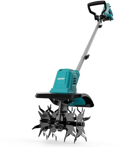 Brushless Cordless Tiller Cultivator Compatible with Makita 18V Battery (Tool Only), Electric Rototiller with 48 Steel Tines, 280RPM,10 Tilling Width,7 Depth Garden Tiller for Gardening/Soil Turning