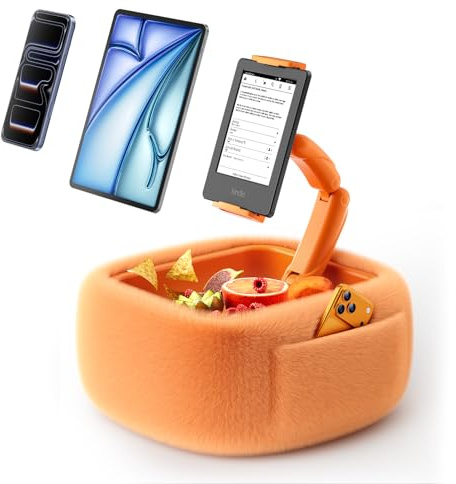 LULULOOK Tablet Pillow Stand for Bed, kindle Pillow Stand for Reading, Adjustable Arm phone & ipad holder for bed for 4.7-14.8 Kindle Holder/Tablet/ipad/Phone, Orange