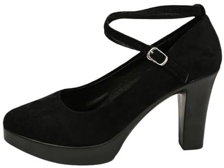 Chaussures traditionnelles pour femme - Chaussures Mary Janes - Talon bloc - Pieds larges - Escarpins élégantes - Pour fête de la bière - Mariage - Chaussures de danse - Chaussures de mariage, O Noir