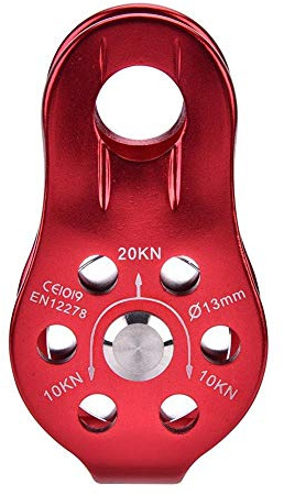 Dilwe 20kN Kletterrolle UIAA Zertifiziert Heavy Duty Single Swivel Seilrolle Fixed Baum Klettern Einzelrolle Abseilen Baumpfleger Safety Gear(Rot)