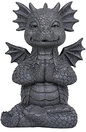 Pacific Giftware Garten Figur Drache meditiert - Deko Statue Garten Fantasy