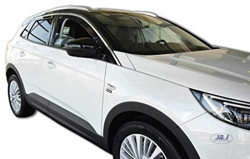 J&J AUTOMOTIVE Windabweiser passend für Opel Grandland X 5-Türer 2017-2021 4tlg, Heko Regenabweiser Vorne Hinten Getönt Dunkel Passform
