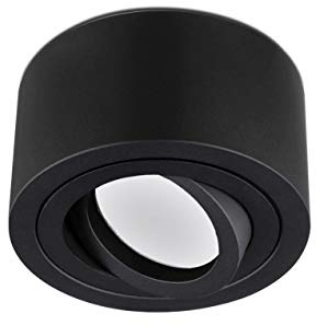 lambado® Flache LED Aufbaustrahler/Deckenstrahler Set inkl. 230V 5W Spots dimmbar - runde Aufbauleuchte/Deckenspots in schwarz matt