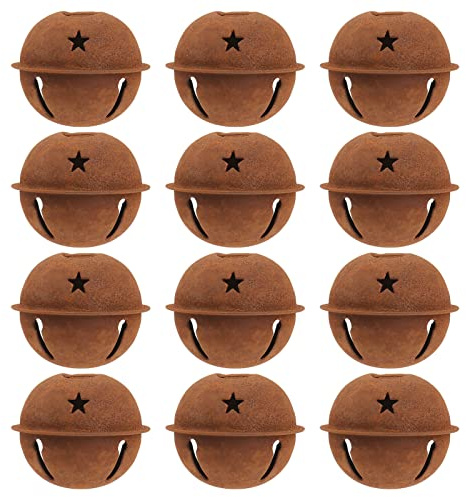 EXCEART DIY Glocken 12 Stück Rostige Klingelglocken Sternausschnitt Weihnachten Mentale Handwerk für Kranz Ferienhaus Weihnachtsdekoration (40Mm)