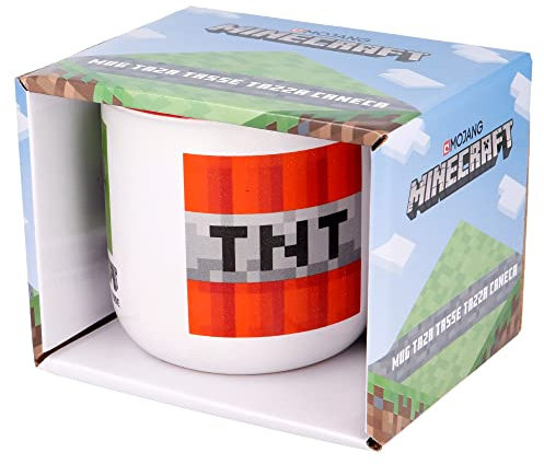 TAZA CERAMICA DESAYUNO 400 ML EN CAJA REGALO MINECRAFT