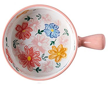 French Onion Soup Bowls with Handles, Stackable 20 Ounce Ceramic Bowl Set, Ideal Cereal, Salad Or Soup Bowl, Microwave, Oven and Dishwasher Safe,A