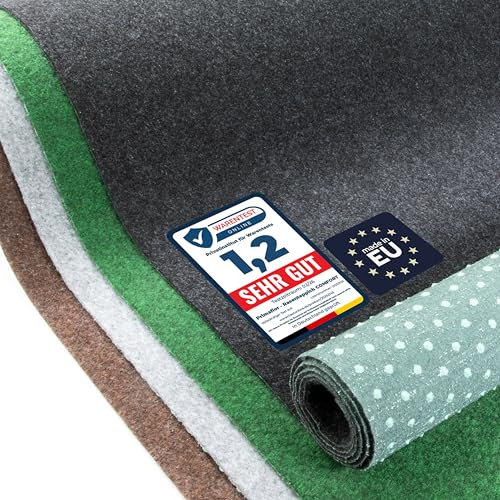Primaflor Rasenteppich | Anthrazit, 2,00m x 3,50m | Comfort | UV-stabil & schnelltrocknend | Mit Noppen | Kunstrasen-Teppich für Balkon, Terrasse & Poolbereich | Outdoor Bodenbelag | Balkonteppich
