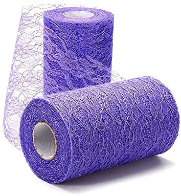 Camino de mesa de encaje para mesa de cocina, mesa de comedor, decoración de mesa para bodas, cumpleaños, comunión, Navidad, otoño, novia y baby shower, color lila, 30 cm x 22 m