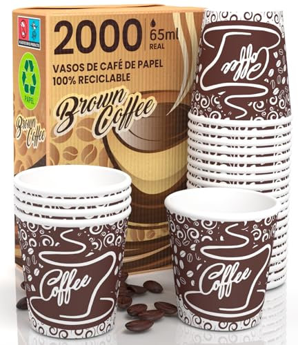 2000 Bicchierini in Carta per caffè 65ml Bicchieri Ecologici Biodegradabili Monouso Piccoli Asporto Bevande Calde