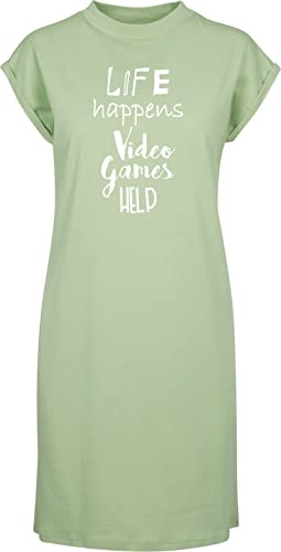 Hippowarehouse Life Happens Video Games Help t-Shirt Dress Women's Adults Nightie Nightdress