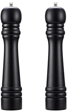Professional Salz und Pfeffermühlen Set Manuelle Gewürzmühle Aus Massivholz mit Keramikmahlung für Meersalz, Chili, Sesam, Schwarz (27,5 X 5,5 cm)