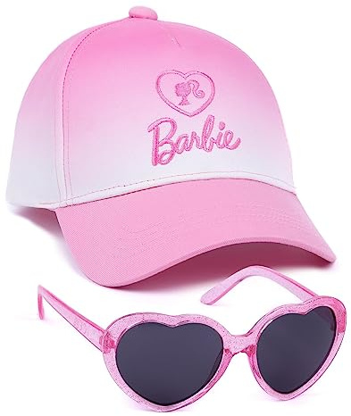Barbie Girl Keps och GRATIS solglasögon | Barndocka Logotyp Rosa Ombre Justerbar Snapback baseballhatt Sommarlovstillbehör | Mode Doll Merchandise Gåvor