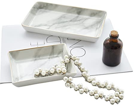 YARNOW Assiette à Bijoux Céramique Marbrée Plat à Bagues Et Bijoux Support De Rangement Pour Maison