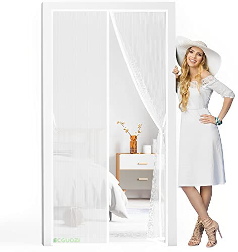 Fly Insect Screen Door Magnetic, Fits Door Up to 275 x 255 cm Mesh Retractable Door Curtain - Keeps Mosquitoes Insects Bugs Out, White
