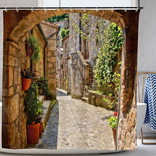 Abaysto Magical Garden Shower Curtain Polyester Fabric Waterproof Bath Curtain, Patio Stones Pattern for Shower Stall, Bathroom Curtains with 12 PCS Hooks 180x180cm