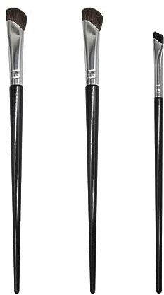 LuckyOpt Eyeliner Brushes Set, 2Pc Artificial Fiber Angled Brushes & 1Pc Sickle Brush Eye Makeup Tools for Eye Makeup, Angled Eyeshadow Brush for Beauty Cosmetic Tool, Eye Brows (Black)