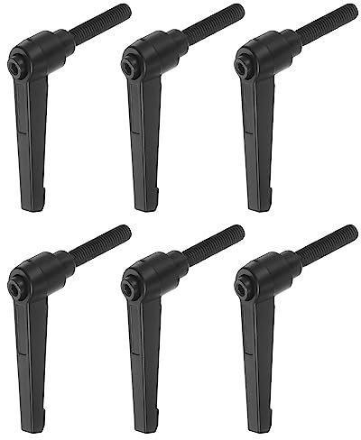 QUARKZMAN 6pcs Réglable Serrage Levier Poignées M8 x 40mm Homme Filetage Fileté Goujon Boulon Boutons Rotatif Vis Verrouillage Rapide Libérer Cliquet Pousser Bouton Poignée, Noir