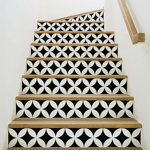 Ambiance Sticker Adhésifs Escalier Carrelages Contremarche Alvaro Sticker Autocollant Pour Escalier Carreaux de Ciment - 2 bandes de 17 x 119 cm | Stickers muraux contremarche escalier, autocollant, stickers carrelage, wall tiles effet ciment, résistant à l'eau