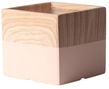 ESTINTENG Maceta cuadrada de cerámica de estilo nórdico, maceta simple y personalizada para plantas suculentas, rosa, 25 x 25 cm con bandeja de plástico negra