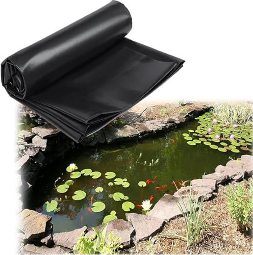MISKYN Teichfolie,Gartenteich Teichplane,Große Fischteichfolie,Schwarze Folie Garten,Teichfolie 3X3m,Baufolie Extra Stark,Für Fischteiche,Brunnen,Wassergarten Und Wasserfall,6 * 6m