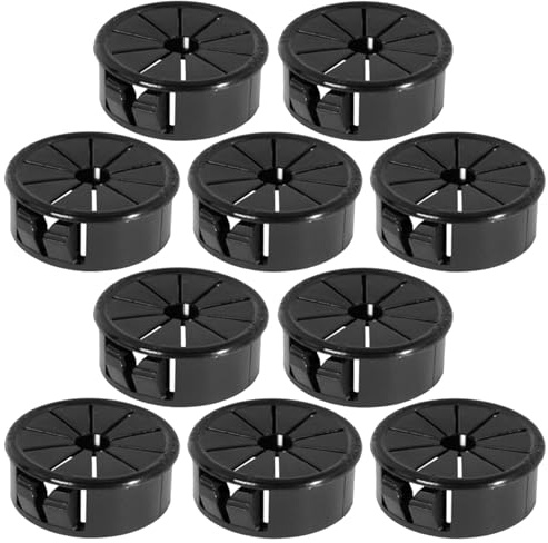 cyclingcolors 10x pasacables plástico negro tapa redondo escritorio mesa mueble, diámetro 19mm