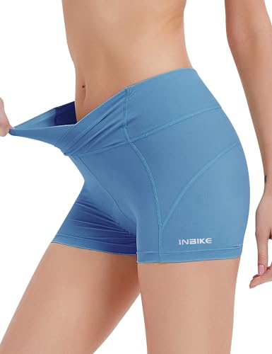 INBIKE Radlerunterhose Damen Gepolstert Sitzpolster Kurz Sommer Sport Fahrradunterhose Radunterhose Unterwäsche Fahrrad Hose Rennrad Radsport Blau L