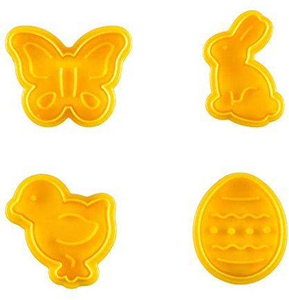 4 PCS Easter Cookie Cutter Set Plastic Material Rabbits Chick Easter Egg Biscuit Cutters Cookie Stamps for Kitchen Cake Molds for Baking