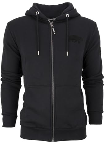 FORSBERG Zip-Hoodie mit Frottee Logo, Frontzipper, geräumige Bauchtaschen