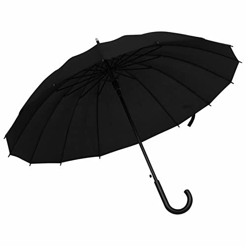 Homgoday Parapluie Automatique Noir 120 cm, Parasol d'extérieur pour Jardin Terrasse, Balcon, Plage, Piscine