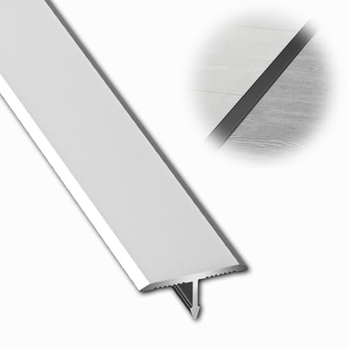 T-Molding Boden übergangsstreifen Boden und Teppich Laminat üBergangsprofil,Abdeckleiste, Türschwellen Leiste, üBergangsschiene,Abschlussleiste,Bodenleisten,Einfassleiste(Silver,1.5CMx270CM(3*90CM))