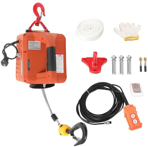 ECUTEE Paranco Elettrico Portatile Carico 500 kg, 3 in 1 Paranco Elettrico con Telecomando Senza Fili 7,6 m/25ft, 1500W Verricello Elettrico Gru di Sollevamento